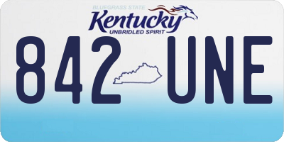 KY license plate 842UNE