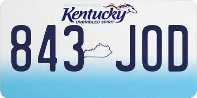 KY license plate 843JOD