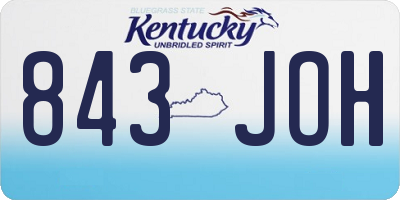 KY license plate 843JOH