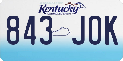 KY license plate 843JOK