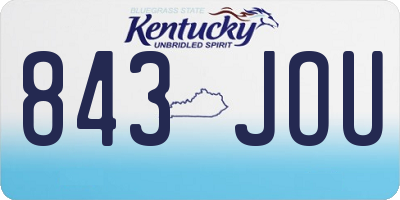 KY license plate 843JOU