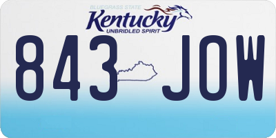 KY license plate 843JOW
