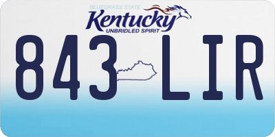 KY license plate 843LIR