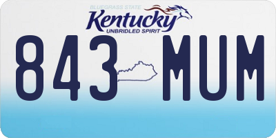 KY license plate 843MUM