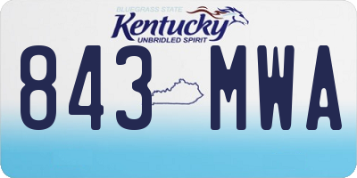 KY license plate 843MWA