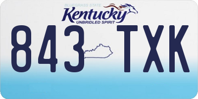 KY license plate 843TXK