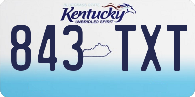KY license plate 843TXT