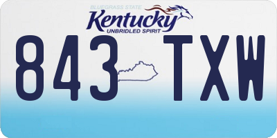 KY license plate 843TXW