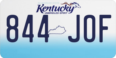 KY license plate 844JOF