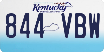 KY license plate 844VBW