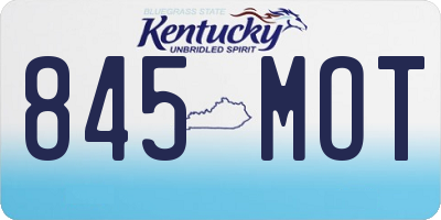 KY license plate 845MOT