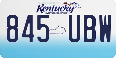 KY license plate 845UBW