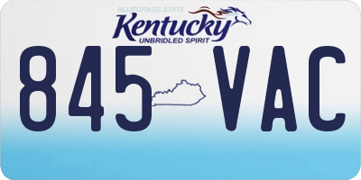 KY license plate 845VAC