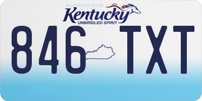 KY license plate 846TXT