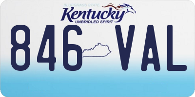 KY license plate 846VAL
