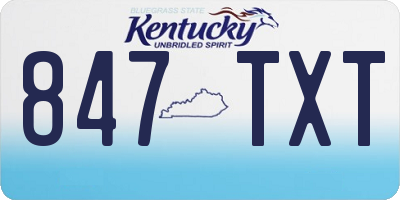 KY license plate 847TXT