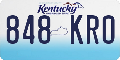 KY license plate 848KRO