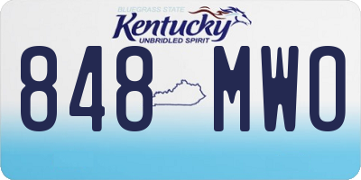 KY license plate 848MWO