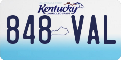 KY license plate 848VAL