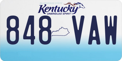 KY license plate 848VAW