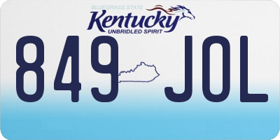 KY license plate 849JOL