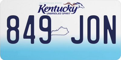 KY license plate 849JON