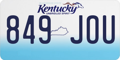 KY license plate 849JOU