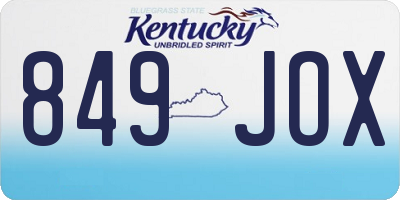 KY license plate 849JOX
