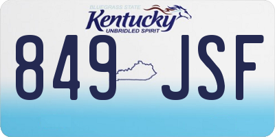 KY license plate 849JSF