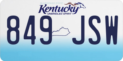 KY license plate 849JSW