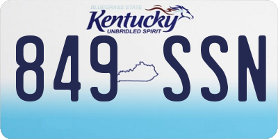 KY license plate 849SSN