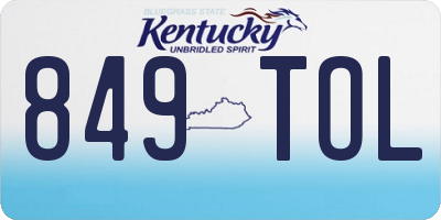 KY license plate 849TOL