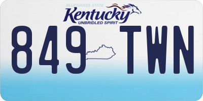KY license plate 849TWN