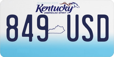 KY license plate 849USD
