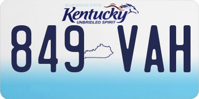 KY license plate 849VAH