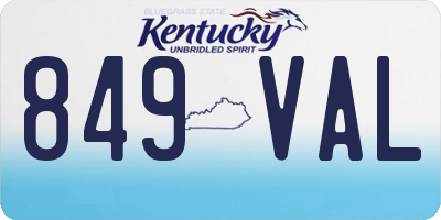 KY license plate 849VAL
