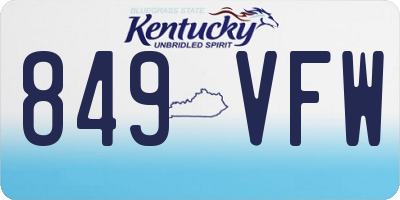 KY license plate 849VFW