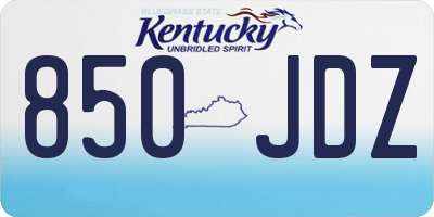 KY license plate 850JDZ