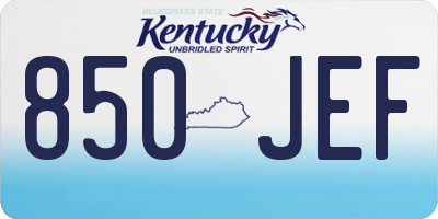 KY license plate 850JEF