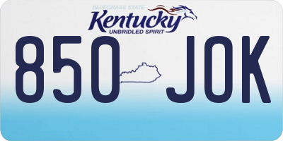 KY license plate 850JOK