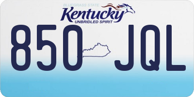 KY license plate 850JQL