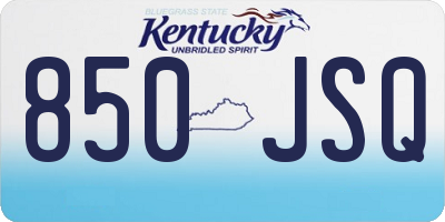 KY license plate 850JSQ