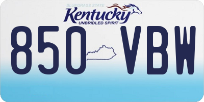 KY license plate 850VBW