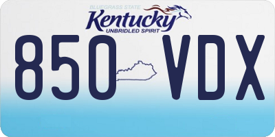 KY license plate 850VDX