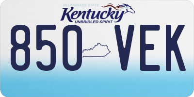 KY license plate 850VEK