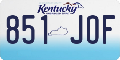 KY license plate 851JOF