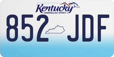 KY license plate 852JDF