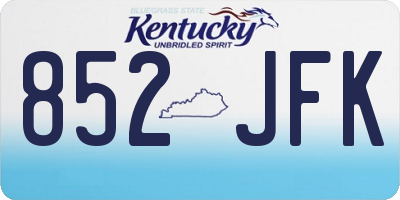 KY license plate 852JFK