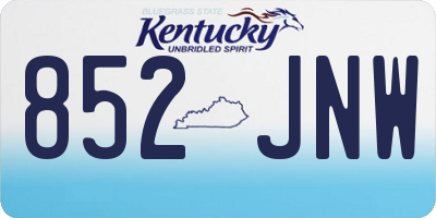 KY license plate 852JNW