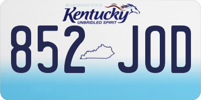 KY license plate 852JOD